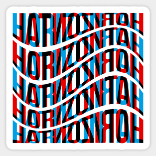 Horizontal Waves Typography (Cyan Red Black) Sticker